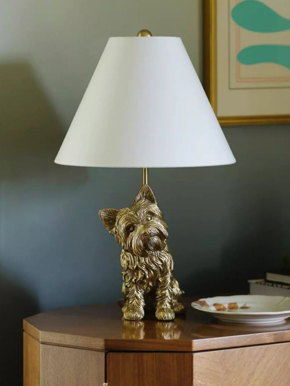 NEW Anthropologie Icon Dog Lamp Yorkie